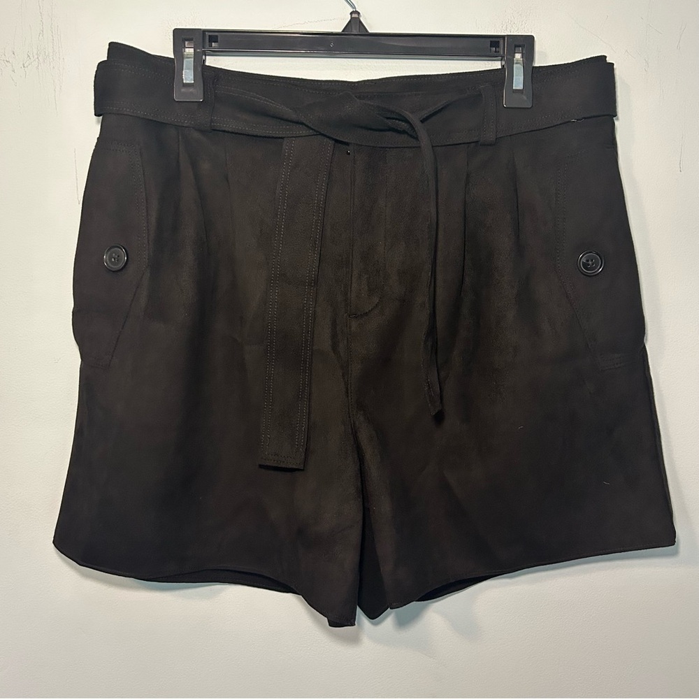NWT Banana Republic Black Faux Suede Waist-Tie Shorts Size 12